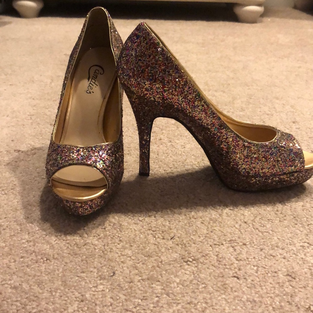 Rainbow glitter CANDIES heels. NEVER WORN